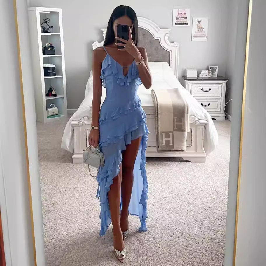 Asymmetric Slit Chiffon Long Dress Lilla Haven Asymmetric Slit Chiffon Long Dress Lilla Haven