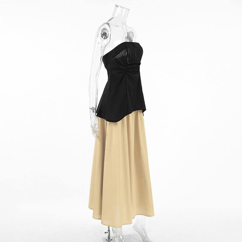 Spring Summer Contrast Color Popular Sleeveless Two-Piece Set