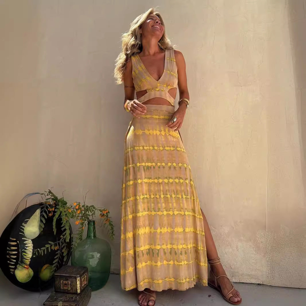boho cutout maxi dress Desdi Floral High Low Cutout Maxi Dress Girls Will Be Girls