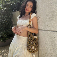French Style Cropped Top and Skirt Set