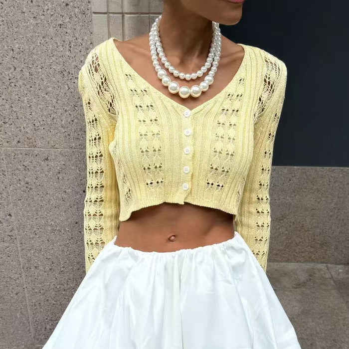 Sexy Hollow Out Cutout Knitted Cardigan