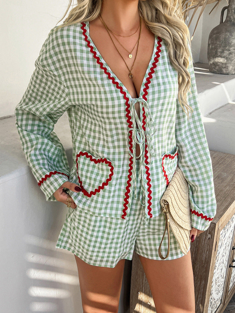 Spring Summer Casual Vacation Lace Printed Set