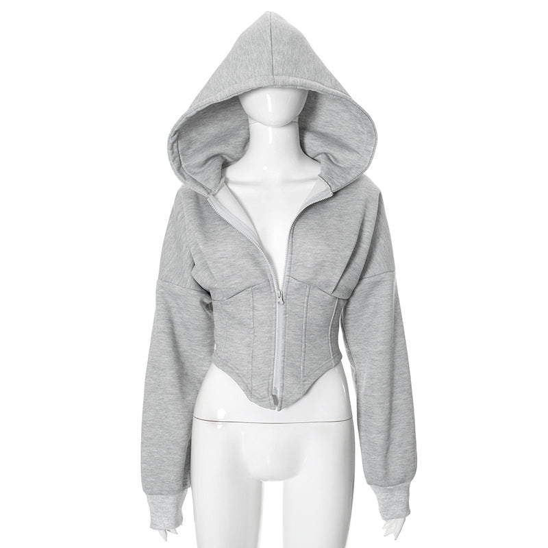 Cropped Hooded Cardigan Jacket