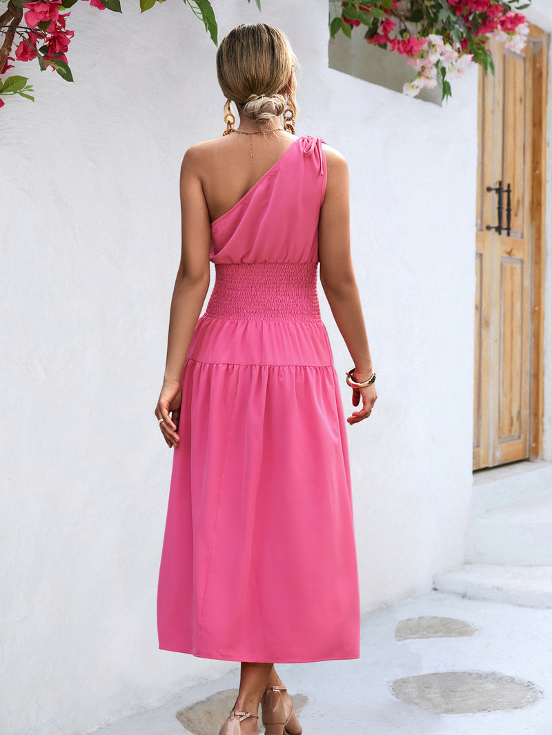 Summer Women Clothing Shoulder Smocking Dress