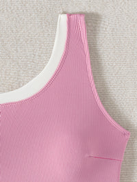 One-Shoulder Solid Color Swimsuit