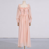 French Elegant Beautiful Dress Autumn Stitching Floral Design High Sense Dress Women