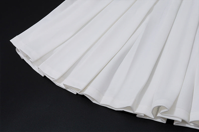 V-Neck Vest and Pleated Skirt Set