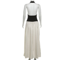 Loose Fit Backless Stitch Maxi Dress