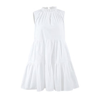 White Bow Lace-Up Elegant Loose Short Dress