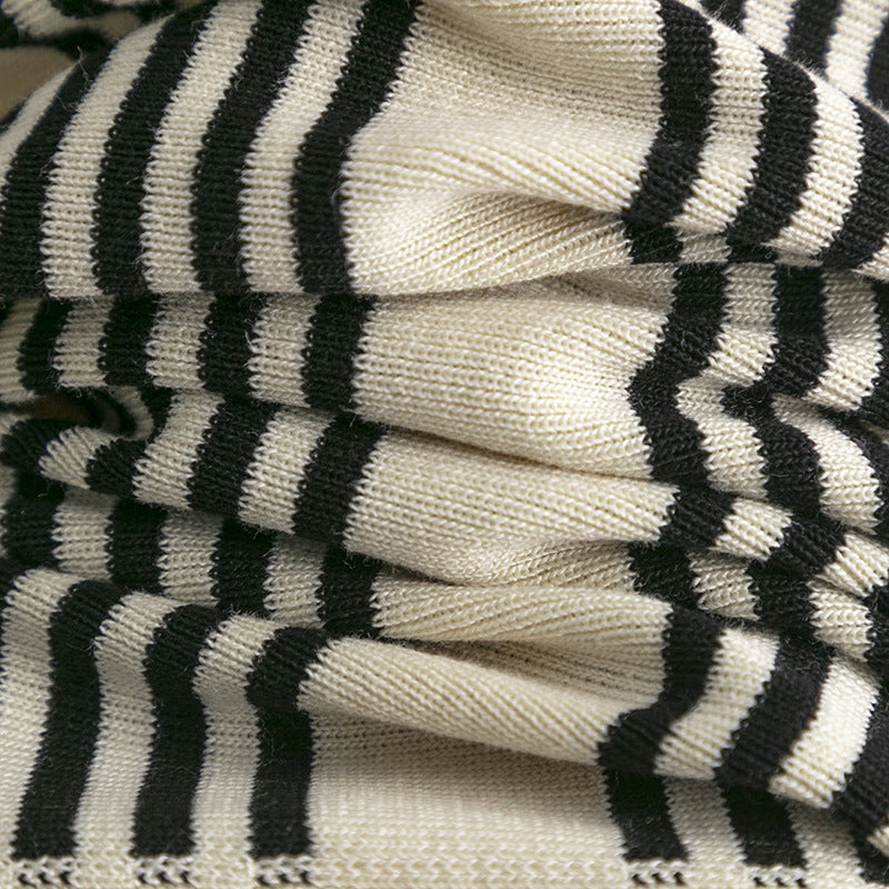 Striped V-Neck Knit Top and Pants Set