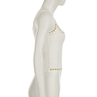 Personality Street Metal Square Rhinestone I Shaped Vest Square Collar Sexy Casual Top Summer