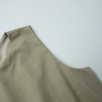 Round Neck Linen Vest &amp; Pleated Skirt Set
