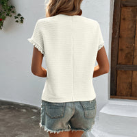 Slim Fit Knit Top with Ruffle Detail