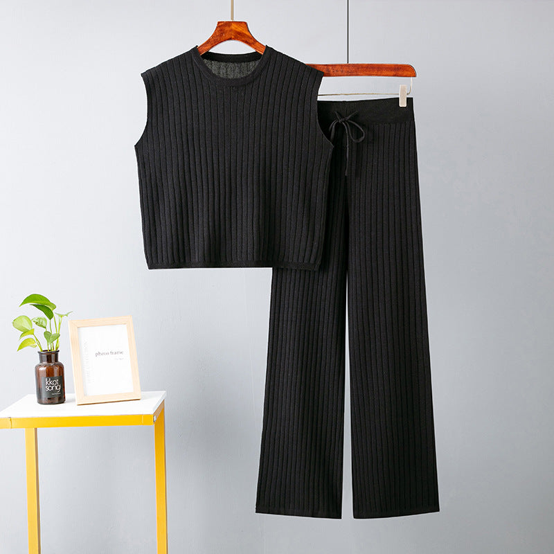 Loose-Fit Solid Color Two-Piece Set