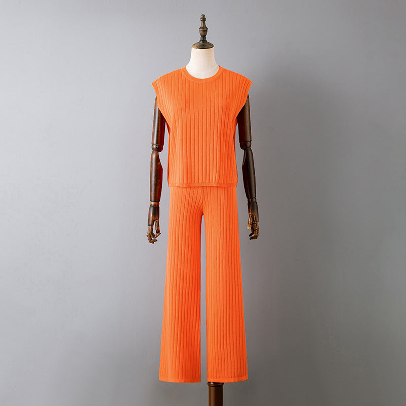 Loose-Fit Solid Color Two-Piece Set