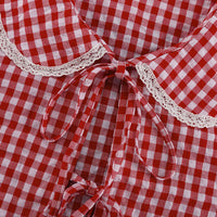 Plaid Lace-Up Top & Wide-Leg Pants Pajamas Set