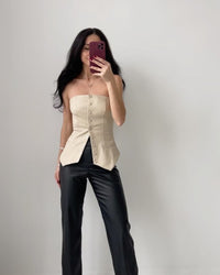 Bold Faux Leather Tube Top