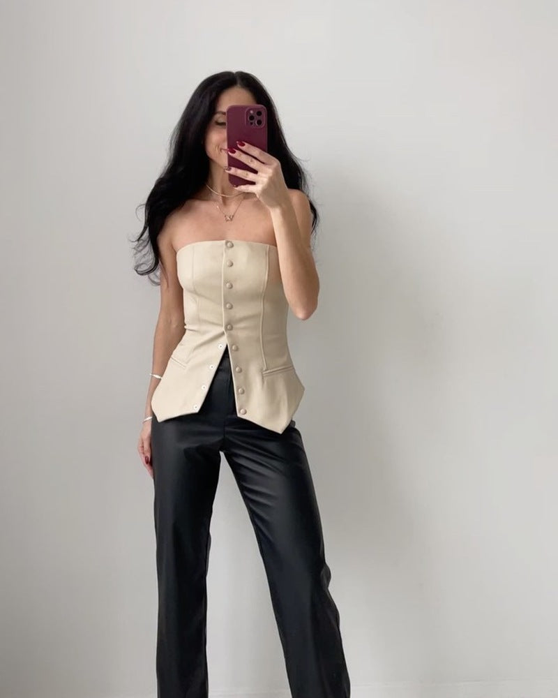 Bold Faux Leather Tube Top