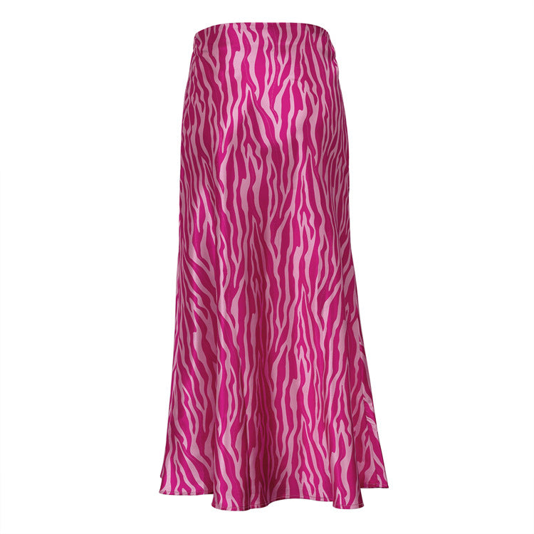 High-Grade French Printed Fishtail A-Line Skirt