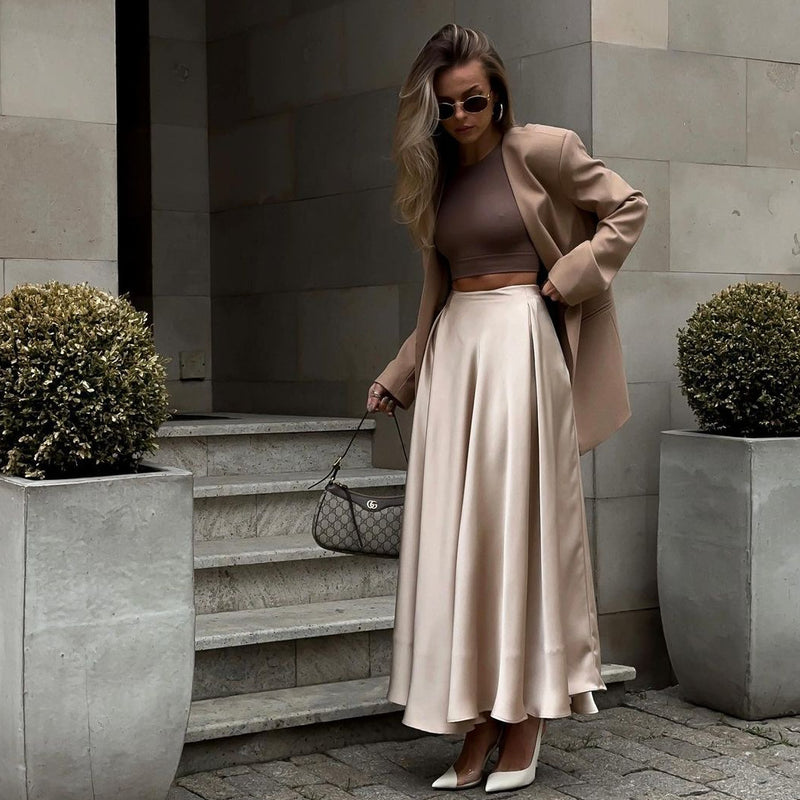 Elegant High Waist Long Skirt