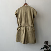 High-Waist Drawstring Cargo Overalls