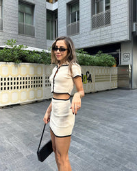 Black Contrast Trim Knitted Set