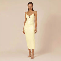 Spring Summer Sexy V Neck Bronzing Dress