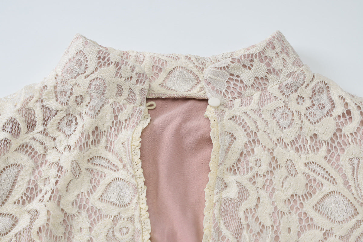 Lace Cutout Long Sleeve Mini Dress