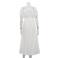 French Design Square Collar Slimming Puff Sleeve A-Line Dress