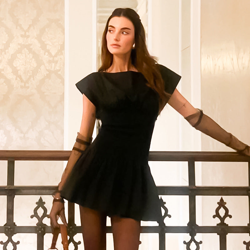 Women Clothing Elegant Solid Color Waist Tight Slim Fit Dress