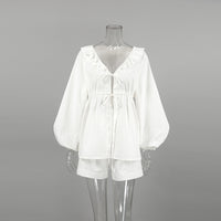 White Cotton-Linen Two-Piece Set
