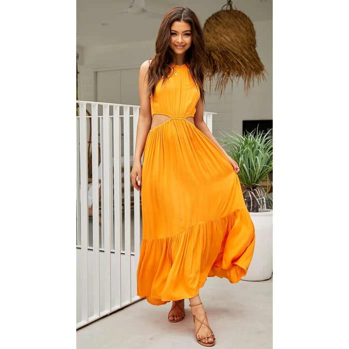 Spring Summer Elegant Halter Rayon Long Dress