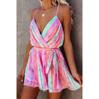 Spring Summer Suspender Pleated Chiffon Dress
