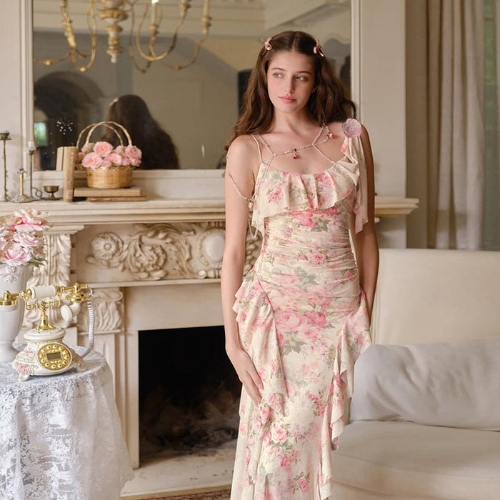 French Ruffled Off-Shoulder Dress