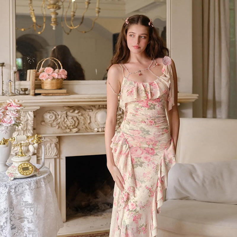 French Ruffled Off-Shoulder Dress