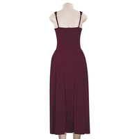 French Square Neck Shirred Long Dress