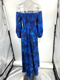 Off-Shoulder Printed Swing Maxi Dress