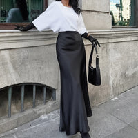 Classic Silk Satin Long Skirt