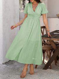 V-Neck High Waist Split Dress