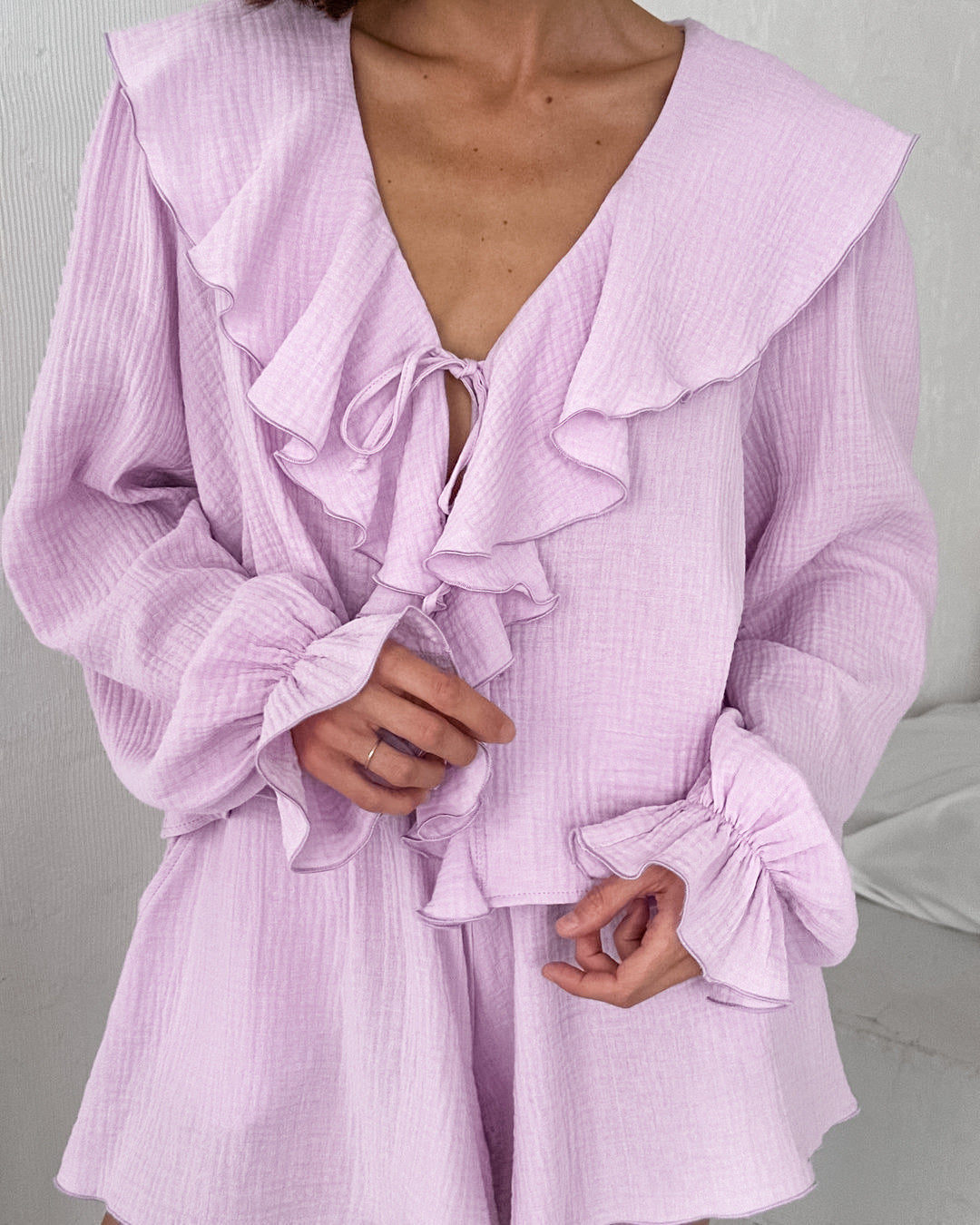 Autumn Cotton Ruffled Pajama Set