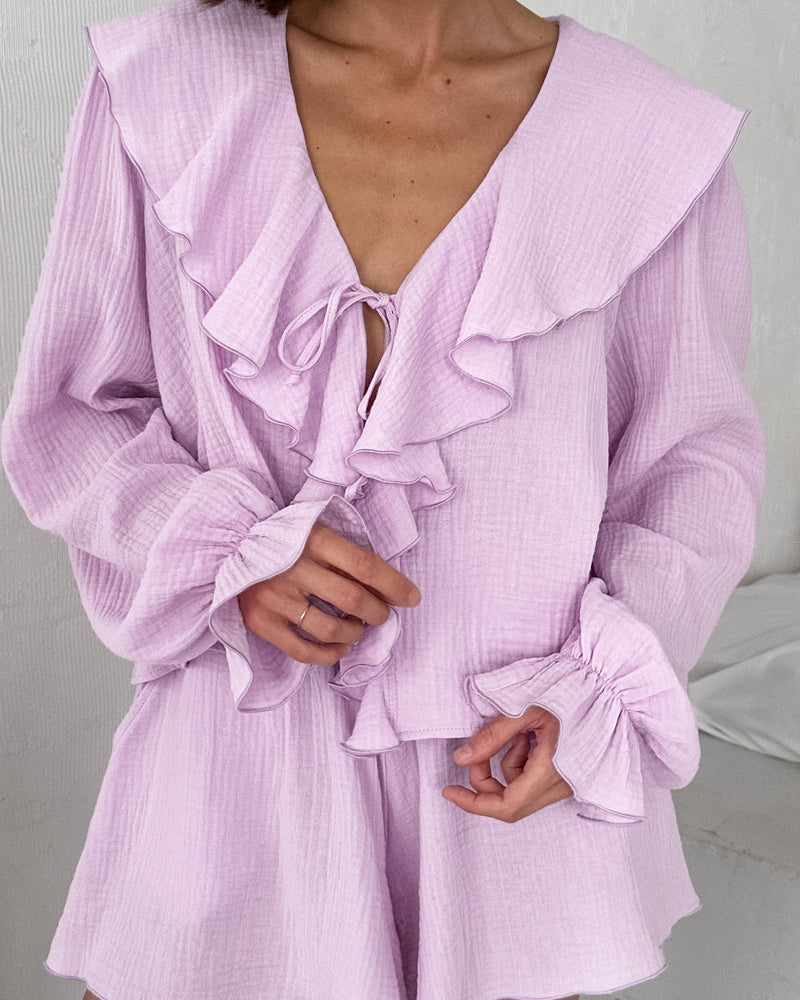 Autumn Cotton Ruffled Pajama Set