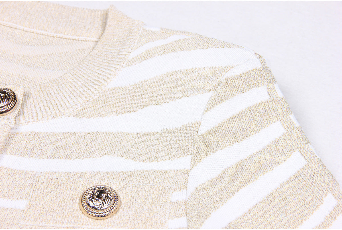 Spring Summer Women Sweater Classic High Quality Short Sleeve Jacket Knitwear