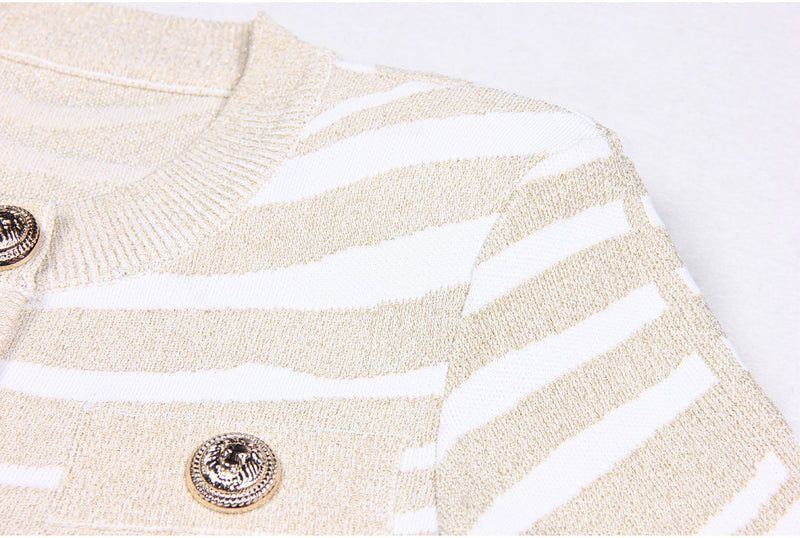 Spring Summer Women Sweater Classic High Quality Short Sleeve Jacket Knitwear