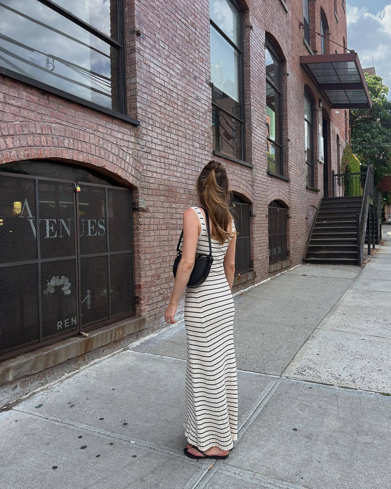 Striped Contrast Color Beach Vacation Dress