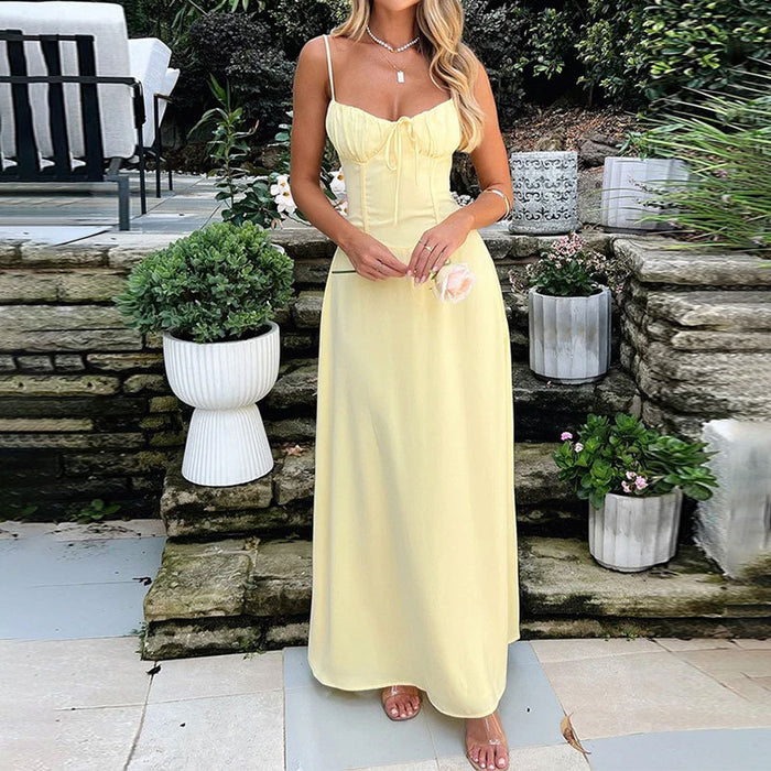 Elegant Lace-Up A-Line Dress