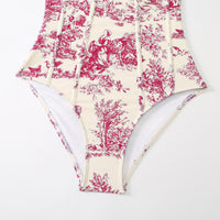 Retro Lace-Up One-Piece Swimsuit with Bag