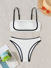 Women Seperated Swimwear Black White Swimsuit Bare Back Sexy Swimsuit