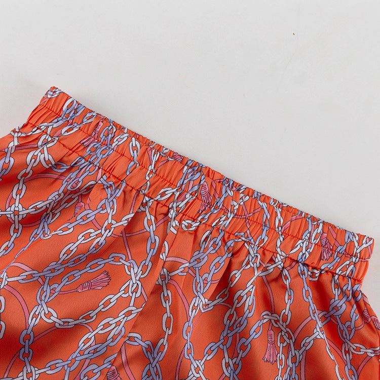 Printed Shirt &amp; Skirt Two-Piece Set