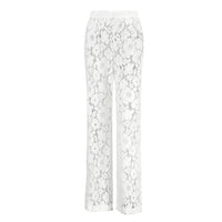 Cotton Lace Jacquard See-Through Flared Pants