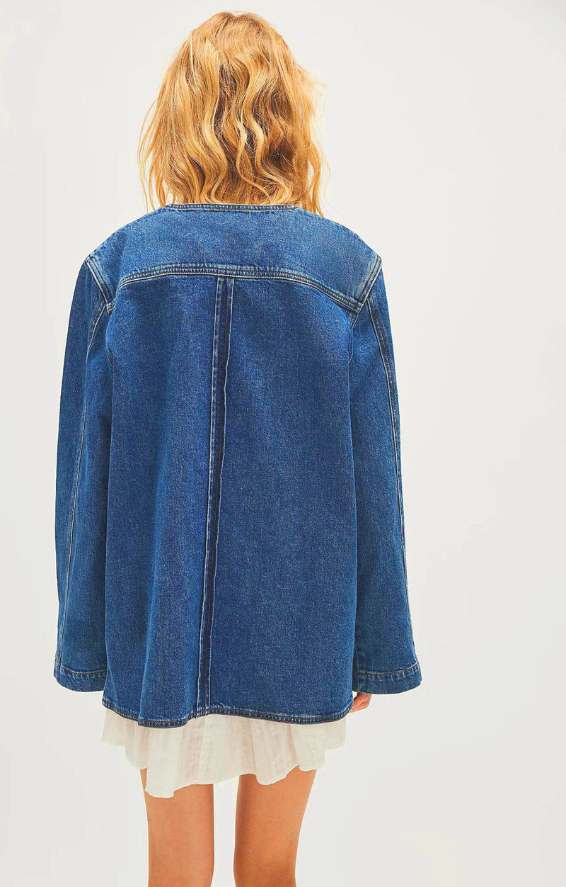 Autumn Casual Wear Simple Loose Retro Fashionable Women's Cowboy Coat